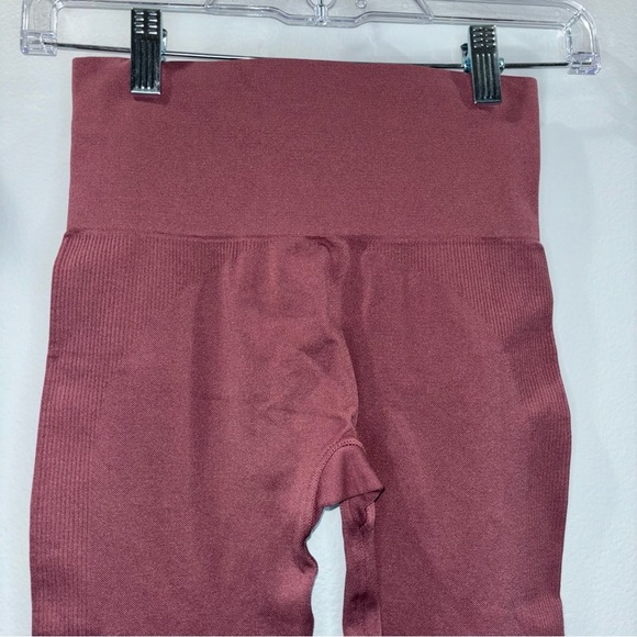 Set Active Seamless High-Waisted Leggings XS Rosewood | Ribbed Waistband - Picture 10 of 13